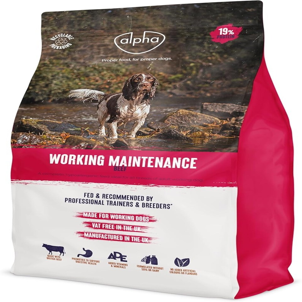 Alpha Adult Worker Maintenance Complete Dry Dog Food British Beef, 15 kg