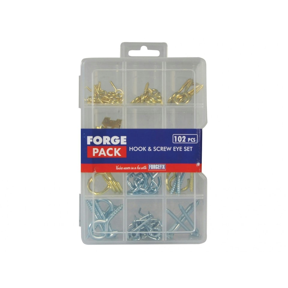 Forgefix Hook & Screw Eye Forgepack Kit, 102 Piece - Multi Colour - One Size