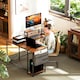 image 8 of HOMCOM 168cm Reversible L Shaped Desk, 240cm Two Person Desk, Rustic Brown 