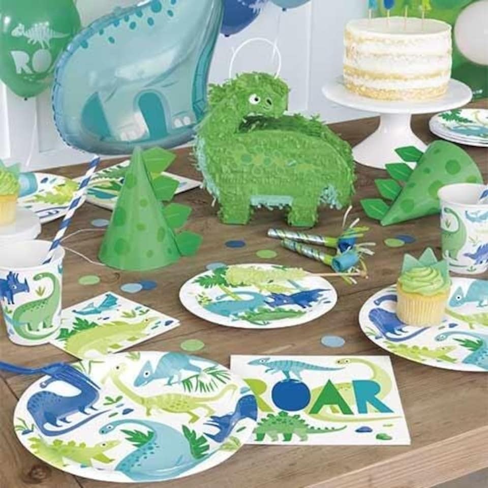 image 1 of Blue & Green Dinosaur Paper Luncheon Napkins 2 Ply 33cm - Pack of 16