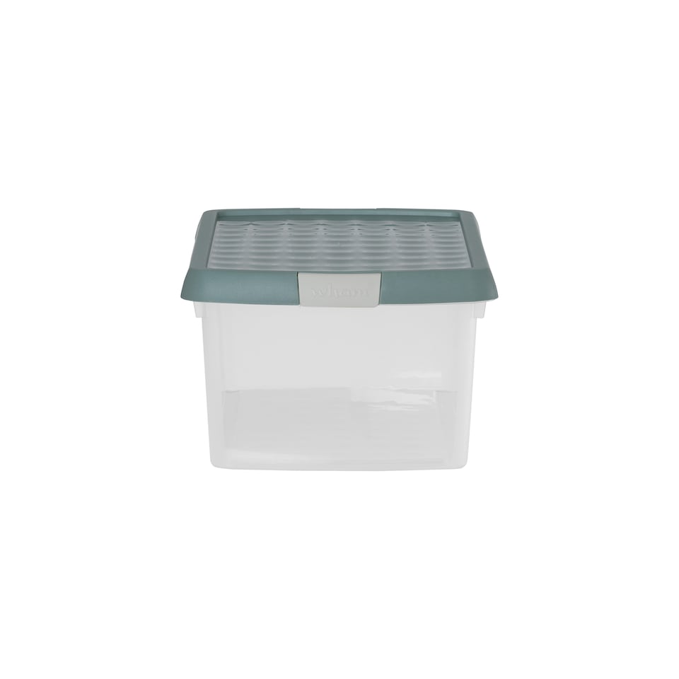 image 1 of Wham Clip 5x 10.5L Rectangular Plastic Storage Boxes with Clip Lock Lids. Ideal for Home, Office, Toys & More - Clear/Green Milieu | Green | Green Milleu | 5