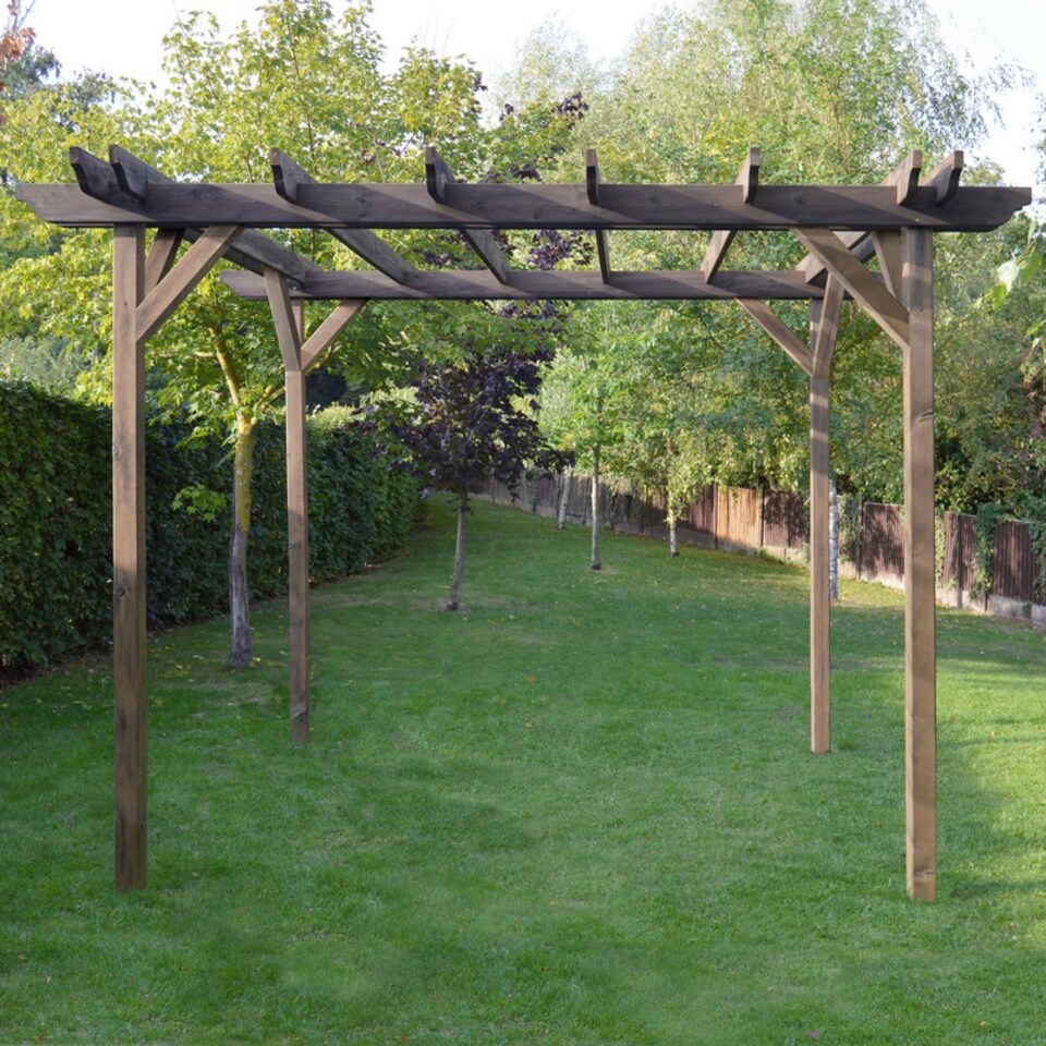 image 1 of Double Garden Pergola - Wood - L360 x W420 x H270 cm - Rustic Brown