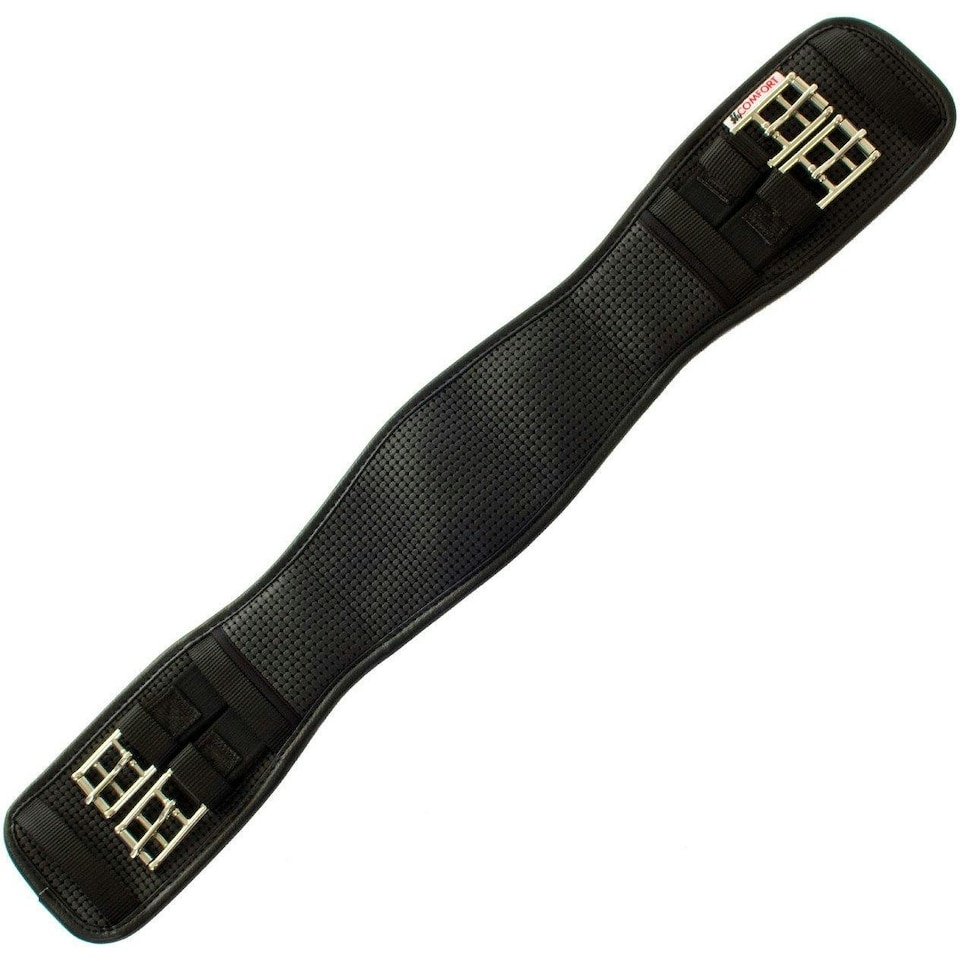 HyCOMFORT Waffle Dressage Girth With Elasticated Ends - Black - 18in