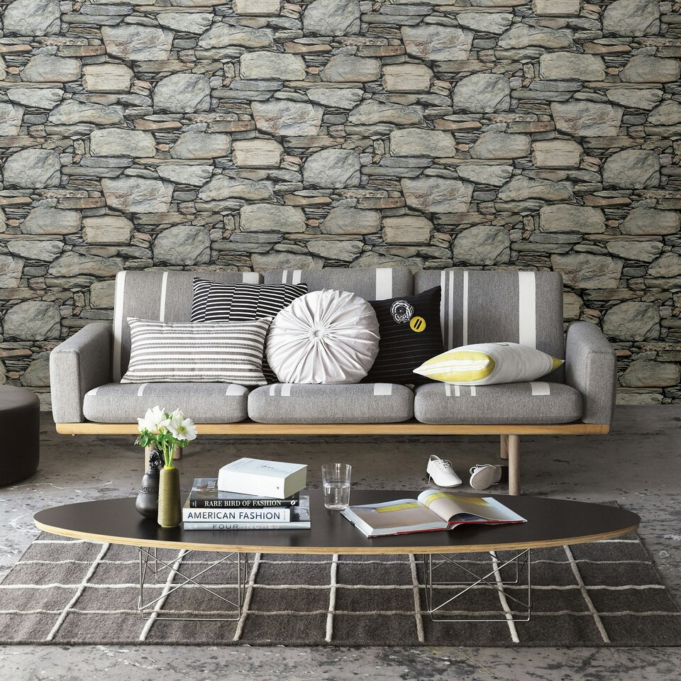 image 1 of A-Street Reclaimed Stone Wall Earth Reproof Wallpaper FD22304 Multi