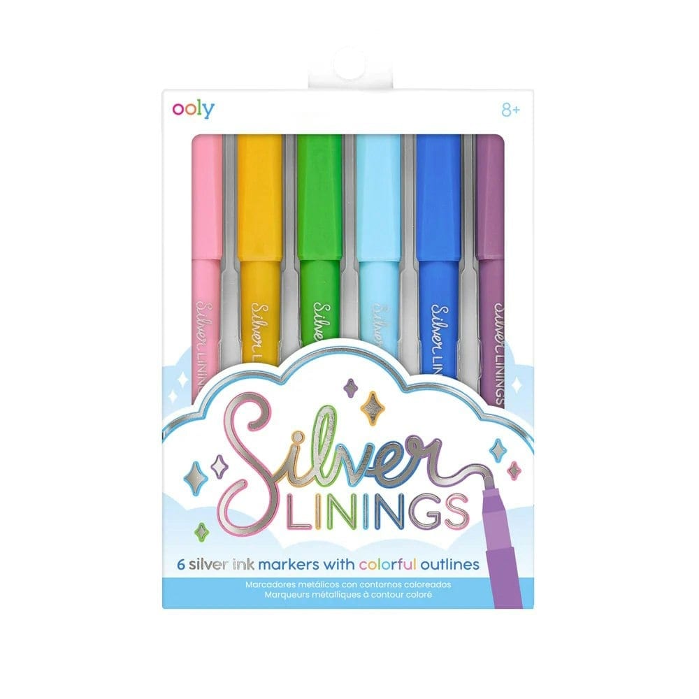 Ooly Silver Ink Markers with Colourful Outlines Set of 6