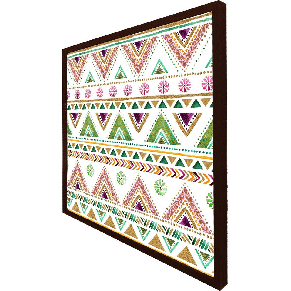 image 1 of Colourful striped gold style triangles (Picutre Frame) Brown | XL