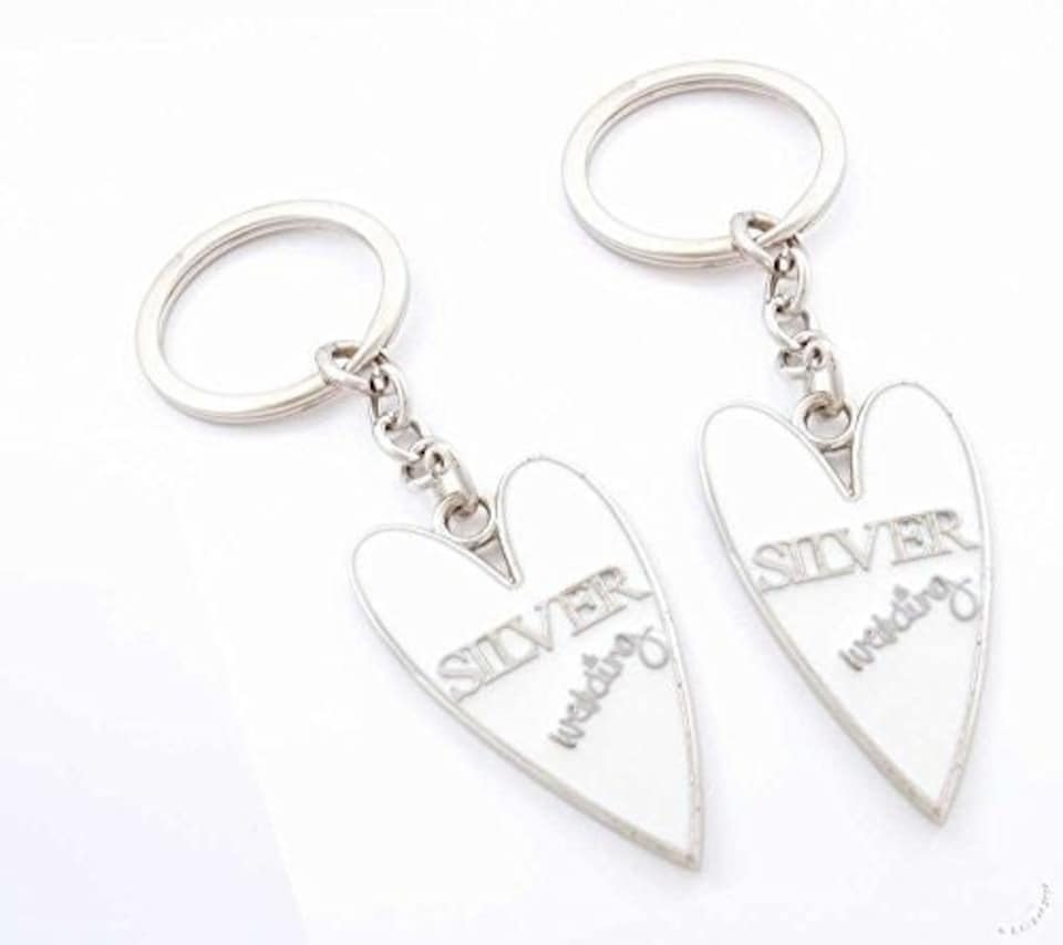image 1 of Wendy Jones Blackett Designer Silver anniversary Set of 2 Keyrings