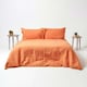 image 3 of Homescapes Burnt Orange Linen Fitted Sheet, Double Orange | Double