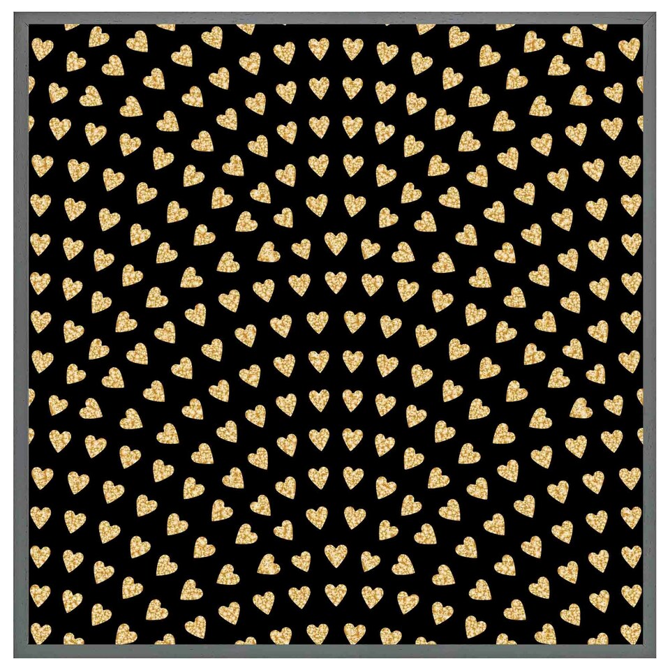 image 1 of Geometric glitter love hearts (Picutre Frame) Black | XS