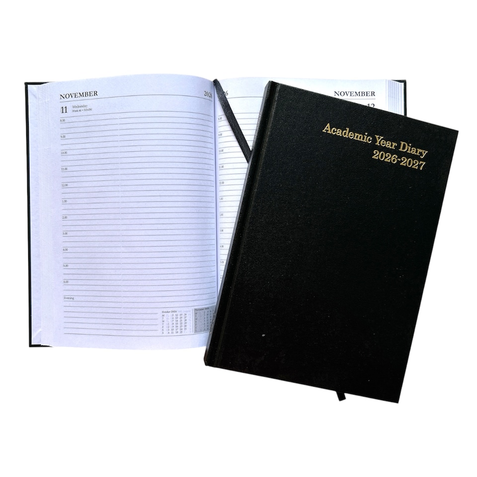 image 1 of Janrax 2026-2027 A5 Day Per Page Black Academic Diary