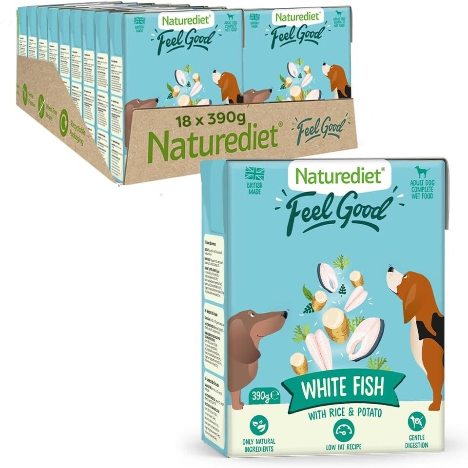 image 1 of Naturediet - Feel Good Wet Dog Food, Natural and Nutritionally Balanced, Fish, 390g (Pack of 18)