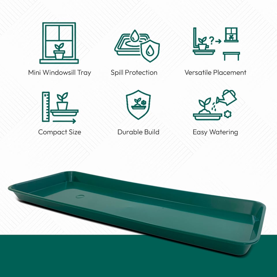 image 1 of 48cm Small Windowsill Plant Tray Plastic Drip Tray for Indoor Outdoor Plant Pots Pack of 5