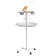 image 9 of PawHut Bird Table with Four Wheels, Perches, Stainless Steel Bowls, Round Tray