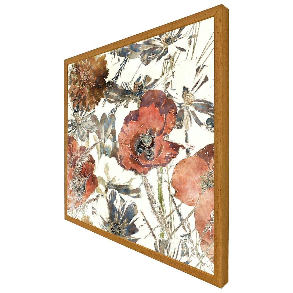 image 1 of Watercolour flower print (Picture Frame) Grey | S