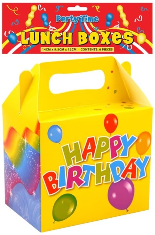 image 1 of Pack of 6 Happy Birthday Lunch Meal Boxes Party Bags