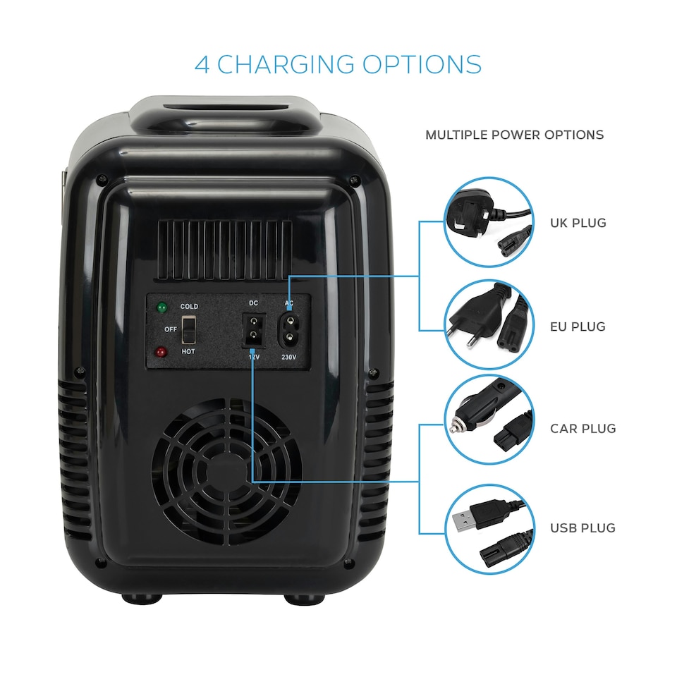 image 1 of MONCOOK Mini Fridge For Bedrooms - Portable & Quiet Mini Fridges For Skin Care, Beverages - Thermoelectric Cooler and Warmer Retro Small Fridge - 4L Full Black