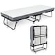 image 1 of HOMCOM Folding Bed with 10cm Mattress, Portable Foldable Guest Bed with Sturdy Metal Frame on Wheels