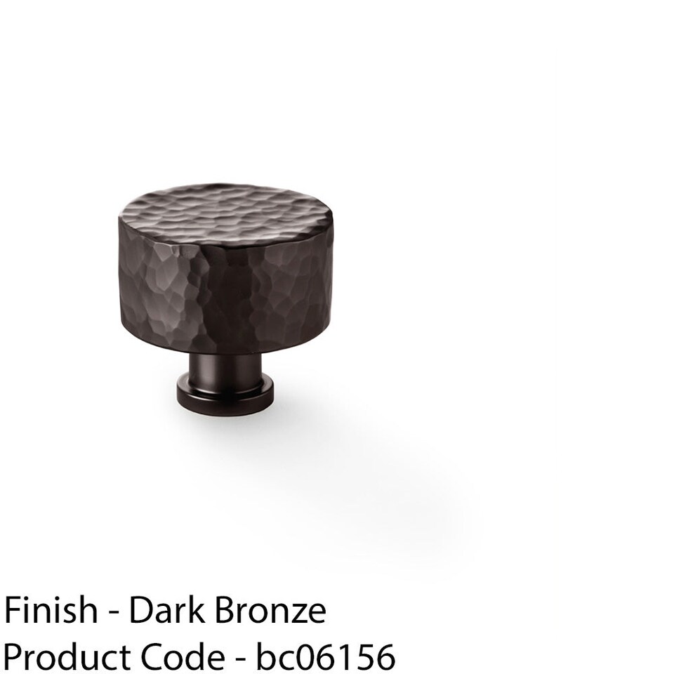 image 1 of Round Hammered Door Knob Dark Bronze 35mm Diameter Cupboard Cabinet Pull Handle