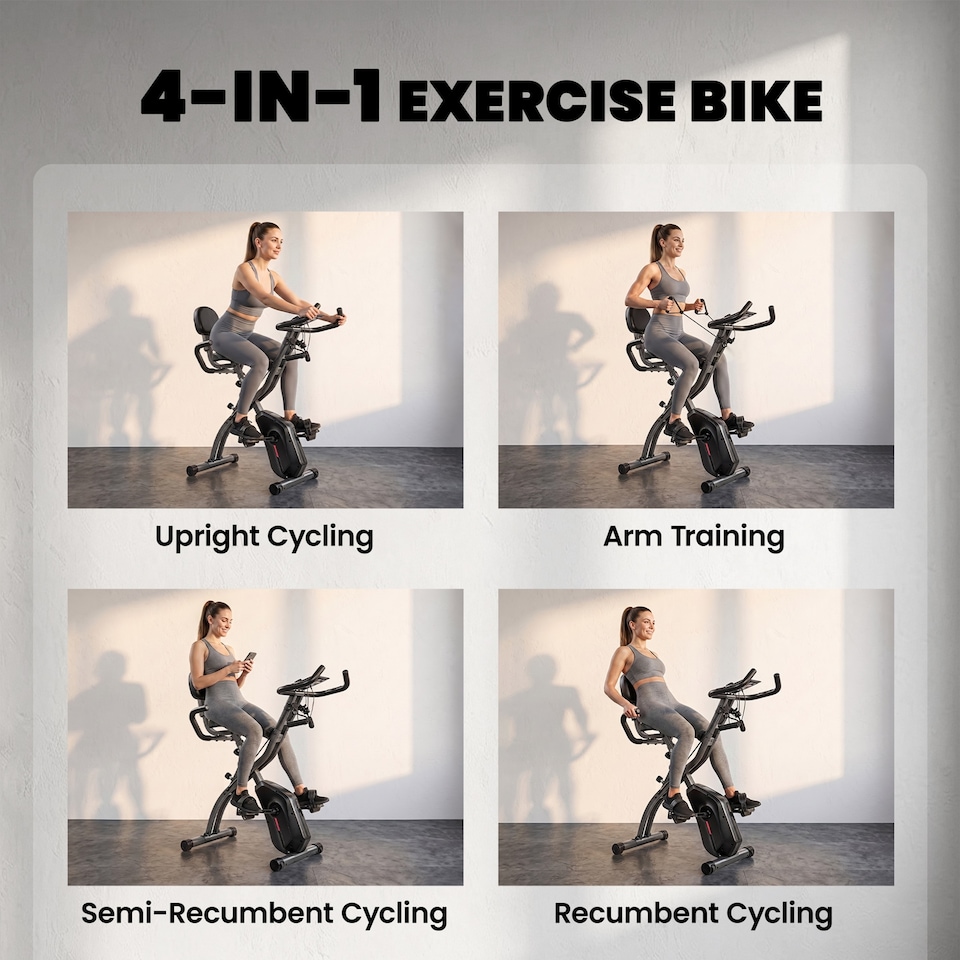 image 1 of SPORTNOW Folding Exercise Bike with Resistance Bands