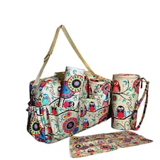 Baby Changing Bag with Bottle Holder and Changing Mat - Beige