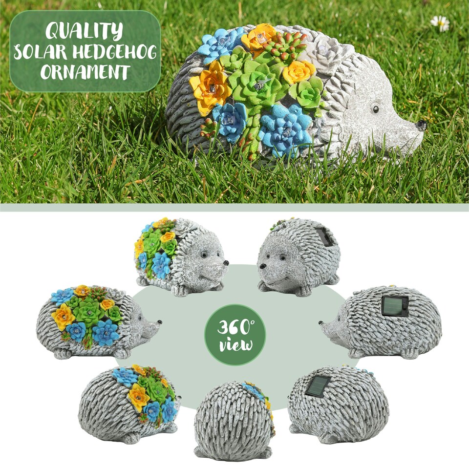 image 1 of Solar Hedgehog Statue Garden Ornaments