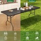 image 4 of 6ft Folding Table and benches heavy duty Indoor and Outdoor use Garden Camping Event Table Dark Wood | Brown | Wood Effect