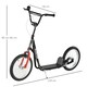 image 7 of HOMCOM 90-96cm Kids Kick Scooter w/ Adjustable Handlebar Inflatable Wheels Black