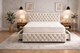 image 2 of 4FT6 Double Cream Plush Velvet Divan Bed With Headboard & Footboard and Memory Sprung Mattress  2 Drawers Right Side Laying in Bed