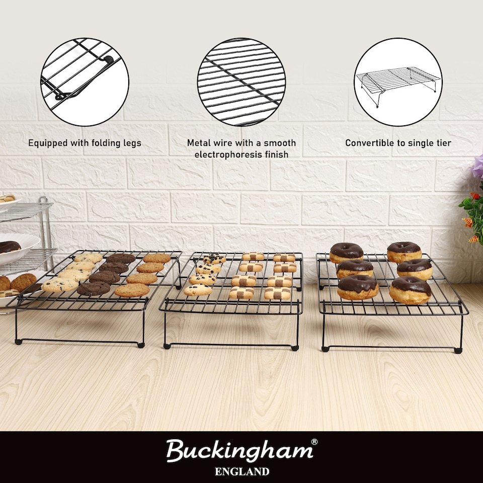 image 1 of Buckingham 3 Tier Stackable Cooling Rack System - Black