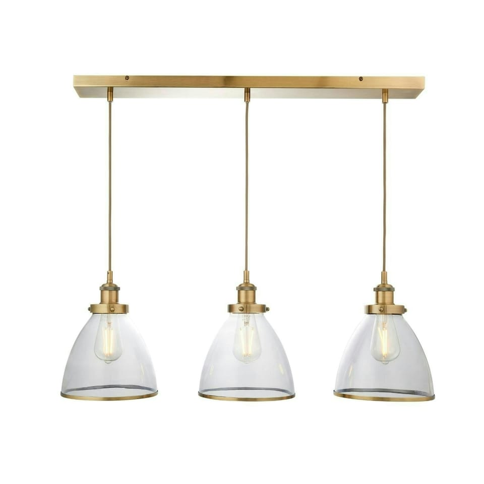 image 1 of Brunswick 3 Light Bar - Antique Brass & Glass Gold | Antique Brass
