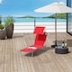 image 2 of Outsunny Folding Chair Sun Lounger w/ Sunshade Garden Recliner Hammock Red