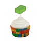 image 3 of Building Blocks Cupcake Food Pick Toppers - Pack of 10