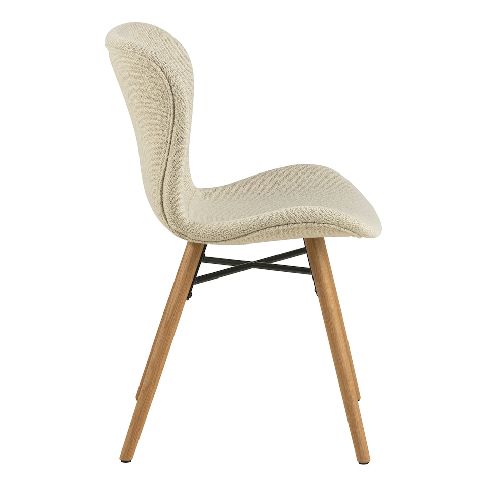 image 1 of Batilda Dining Chairs with Cream Fabric and Oak Set of 2