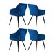 image 10 of Set of 4 Camden Modern Velvet Dining Chairs with Armrests, Quilted Design & Black Metal Legs Cream
