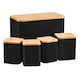 image 1 of Cooks Professional 5 Piece Square Kitchen Storage Cannister Set with Bamboo Lids | Black | Black | 5