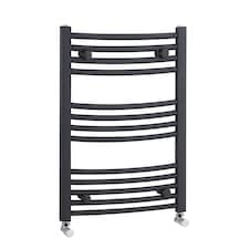 Balterley Contemporary Heated Vertical Towel Rail with Curved Rails, 1051 BTU Bathroom Radiator | Grey | Anthracite | 1