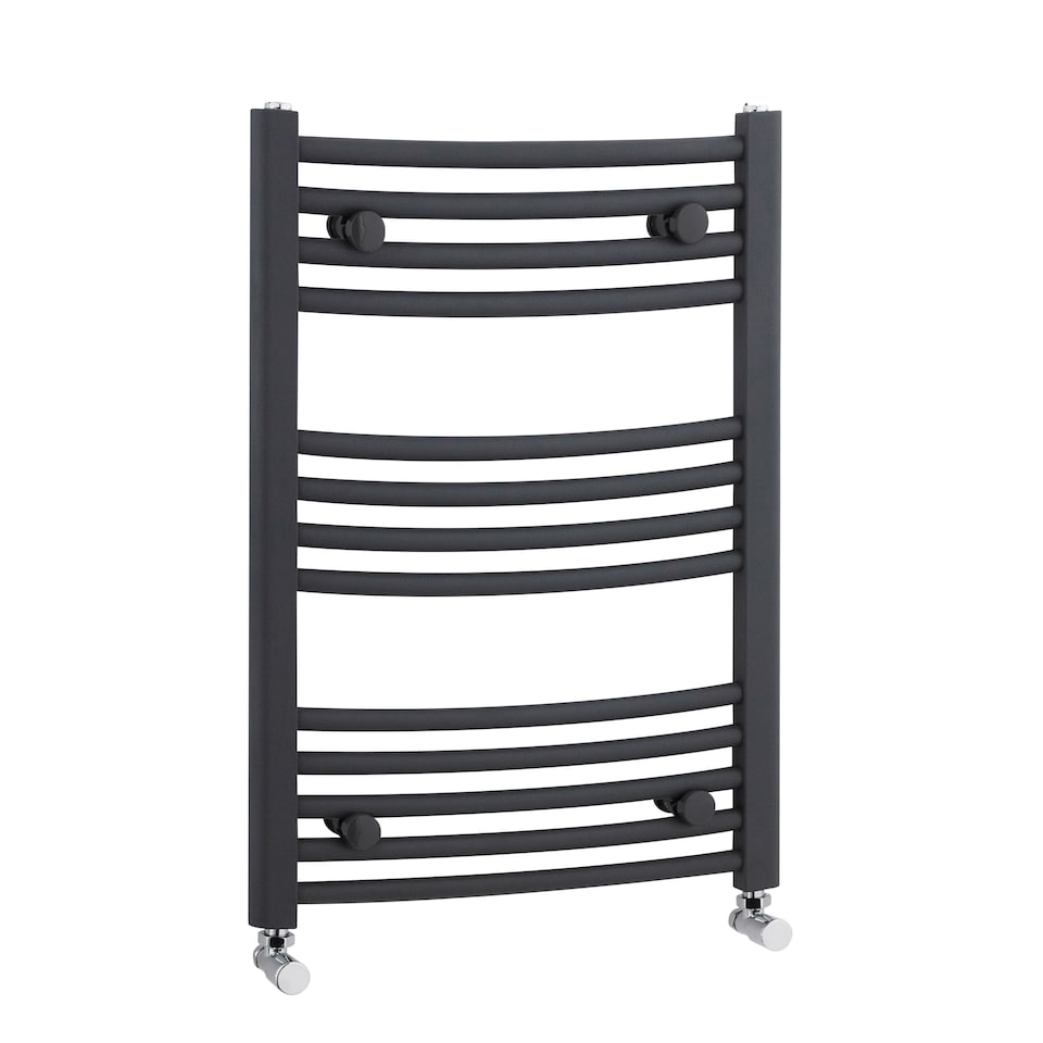 image 1 of Balterley Contemporary Heated Vertical Towel Rail with Curved Rails, 1051 BTU Bathroom Radiator | Grey | Anthracite | 1