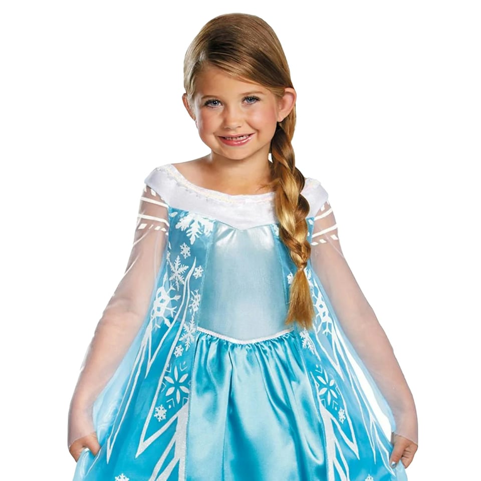 image 1 of Frozen Girls Deluxe Elsa Costume Dress - Blue - 5-6 Years