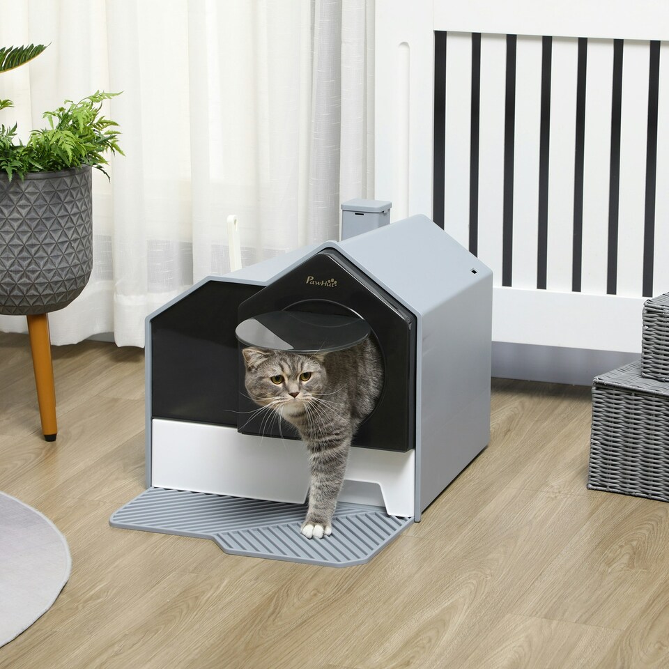 image 1 of PawHut Hooded Cat Litter Tray w/ Scoop, Drawer Pan, Handle, Deodorants