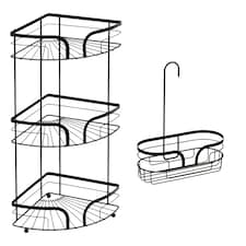 Showerdrape Dante Black Corner Caddy and Mini Shower Caddy | Black | 1