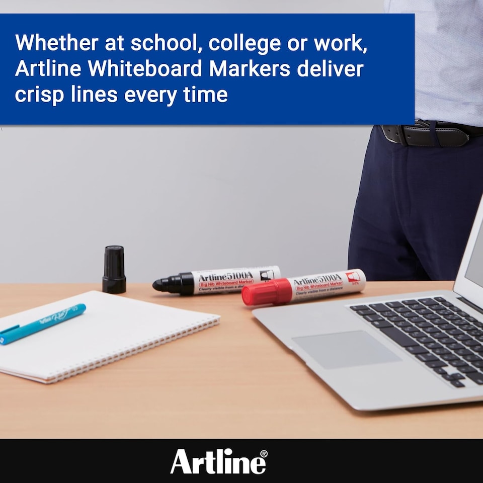 image 1 of Artline Big Nib Whiteboard Pens Chisel Nib Assorted 4 Pack