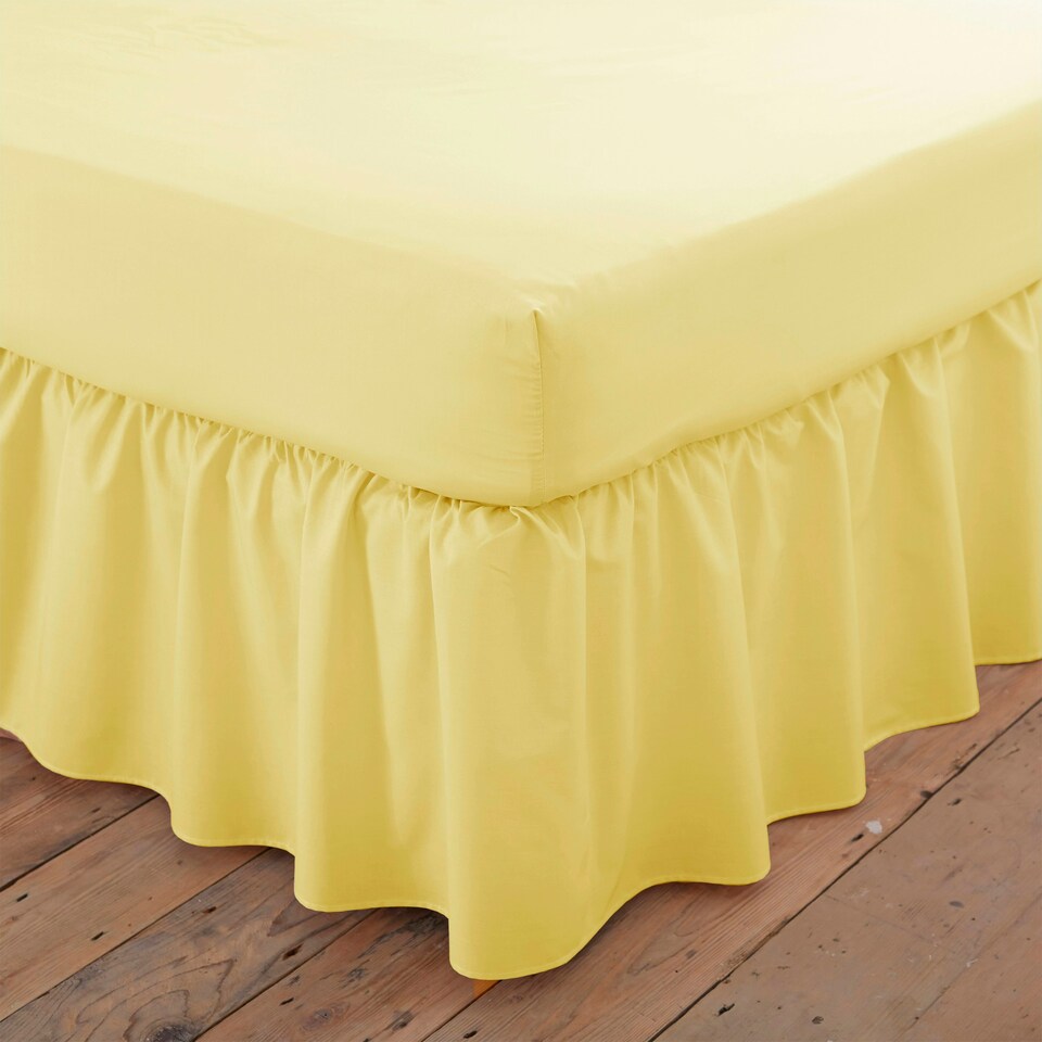 Charlotte Thomas Poetry Plain Dye Polycotton Single Platform Valance Sheet Frilled - Lemon - 90 x 190cm
