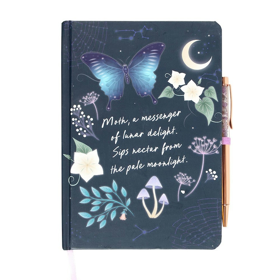 image 1 of A5 Midnight Moth Notebook - Journal with Amethyst Pen