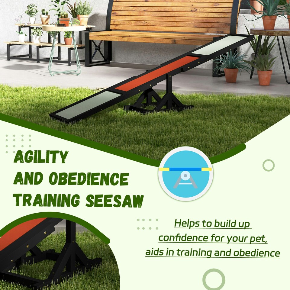 image 1 of PawHut Wooden Pet Seesaw for Big Dogs with Anti-Slip Surface, Black