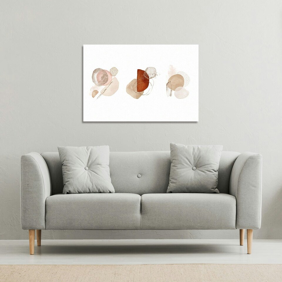 image 1 of ivory, beige watercolor Illustration and gold elements (Canvas Print) 101 x 77 x 4cm