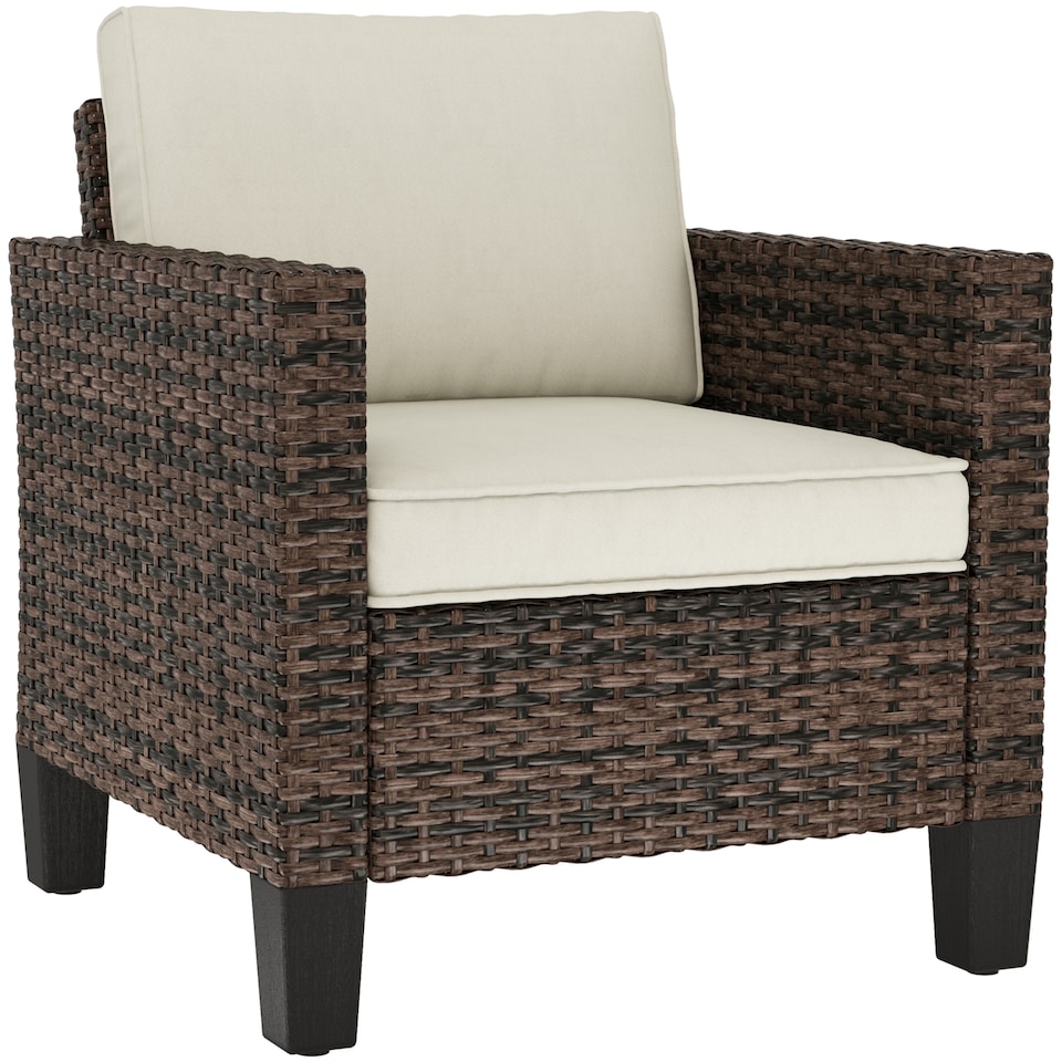 image 1 of Outsunny Single Rattan Chair, Garden Armchair with Cushions, Brown | Brown