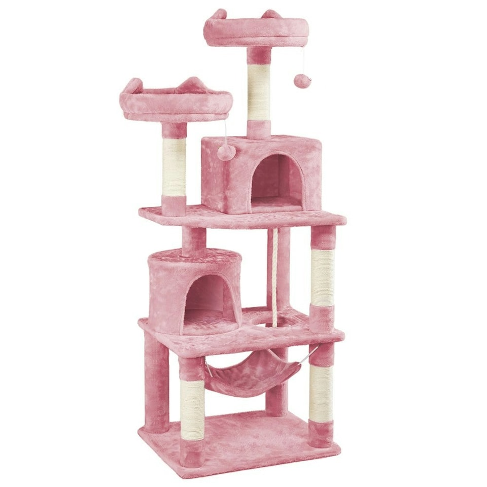 image 1 of Yaheetech 158 cm Multi Level Cat Tree with Condos Pink