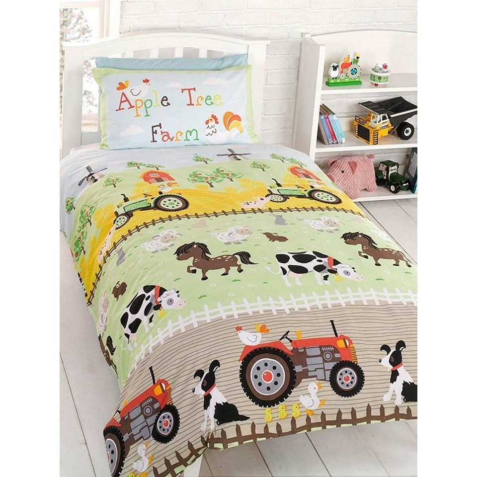 Rapport Home Apple Tree Farm Duvet Cover Set - Blue/Green/Brown - Junior | Blue | Single