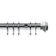 image 1 of 35mm Fixed Length Metal Curtain Pole Set Satin Silver Aztec Finial 105cm | Silver | Silver