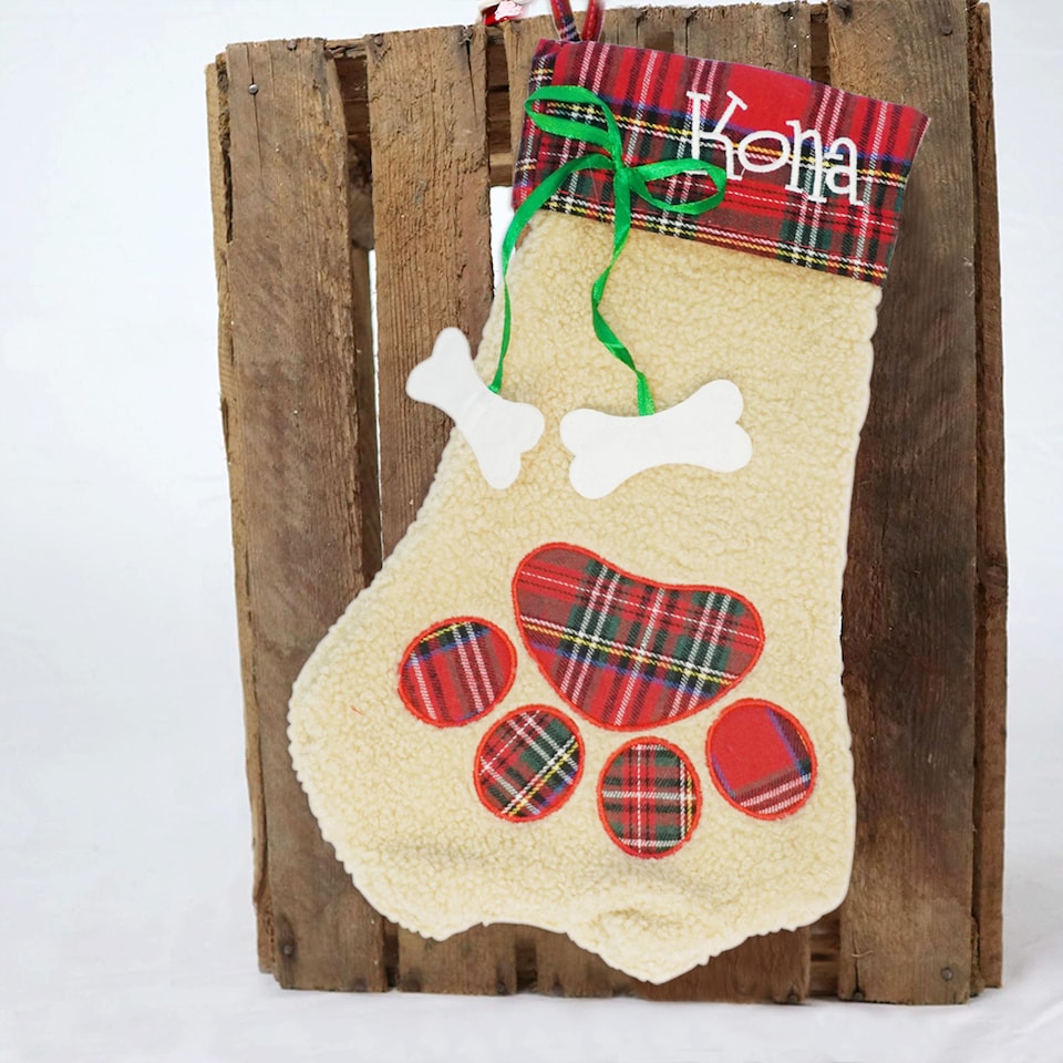 image 1 of Trimming Shop WedDecor Dog Paw Hessian Christmas Stocking for Gifts